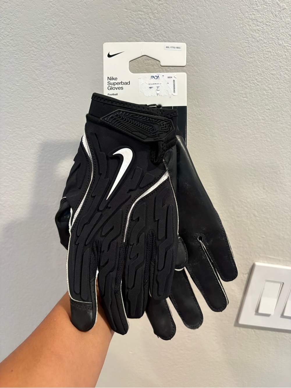 Nike Superbad 7.0 Football Gloves Mens 2XL Black NFL Magnigrip HF0312-091 New